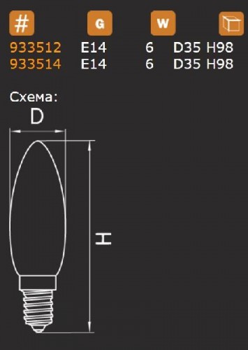 Лампочка светодиодная LED 933504