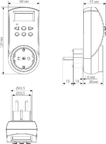 Розетка  TMH-E-4 16A x1 IP20 Белый