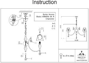 Подвесная люстра Murano RC855-PL-06-R