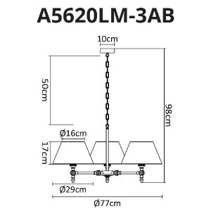 Подвесная люстра Orlando A5620LM-3AB