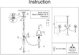 Подвесная люстра Murano RC855-PL-08-R