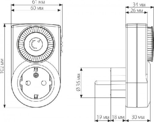 Розетка  TMH-M-3 16A x1 IP20 Белый
