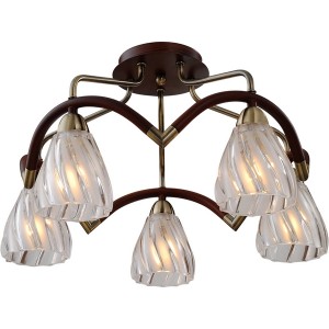 Потолочная люстра 407 407-05-53ABW antique brass + walnut