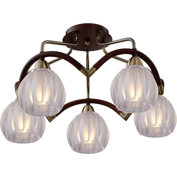 Потолочная люстра 407 407-05-53ABWBB antique brass + walnut Потолочная люстра 407 407-05-53ABWBB antique brass + walnut