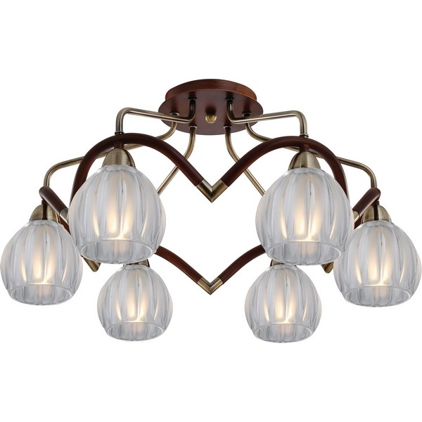 Потолочная люстра 407 407-06-53ABWBB antique brass + walnut Потолочная люстра 407 407-06-53ABWBB antique brass + walnut
