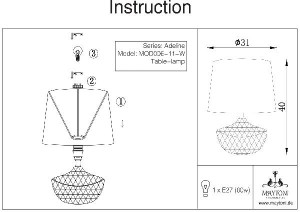 Интерьерная настольная лампа Adeline Z006-TL-01-W