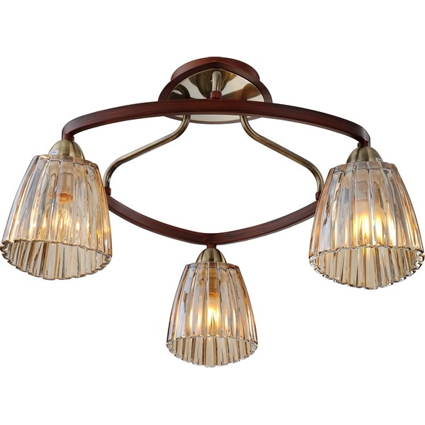 Потолочная люстра 408 408-03-53 antique brass + walnut Потолочная люстра 408 408-03-53 antique brass + walnut