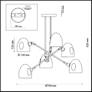 Потолочная люстра Noah 4434/6C