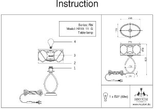 Интерьерная настольная лампа Fibi H310-11-G